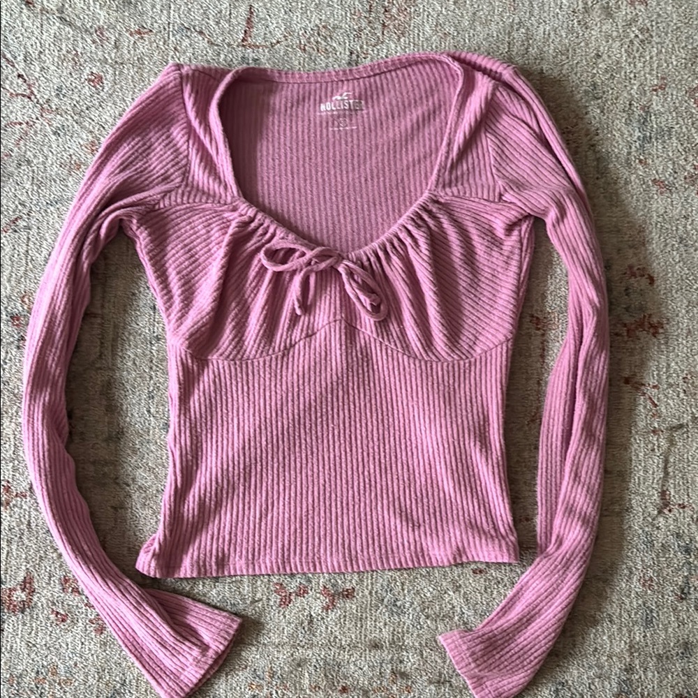 Hollister Mauve Ribbed Long Sleeve Top